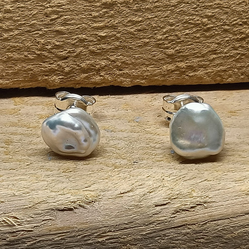 Pendientes de perla natural barrocas con plata