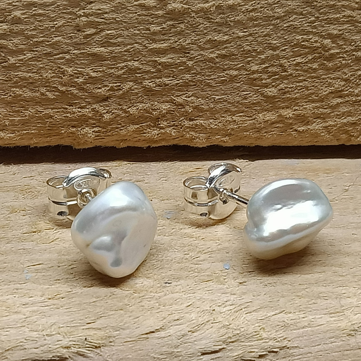 Pendientes de perla natural barrocas con plata