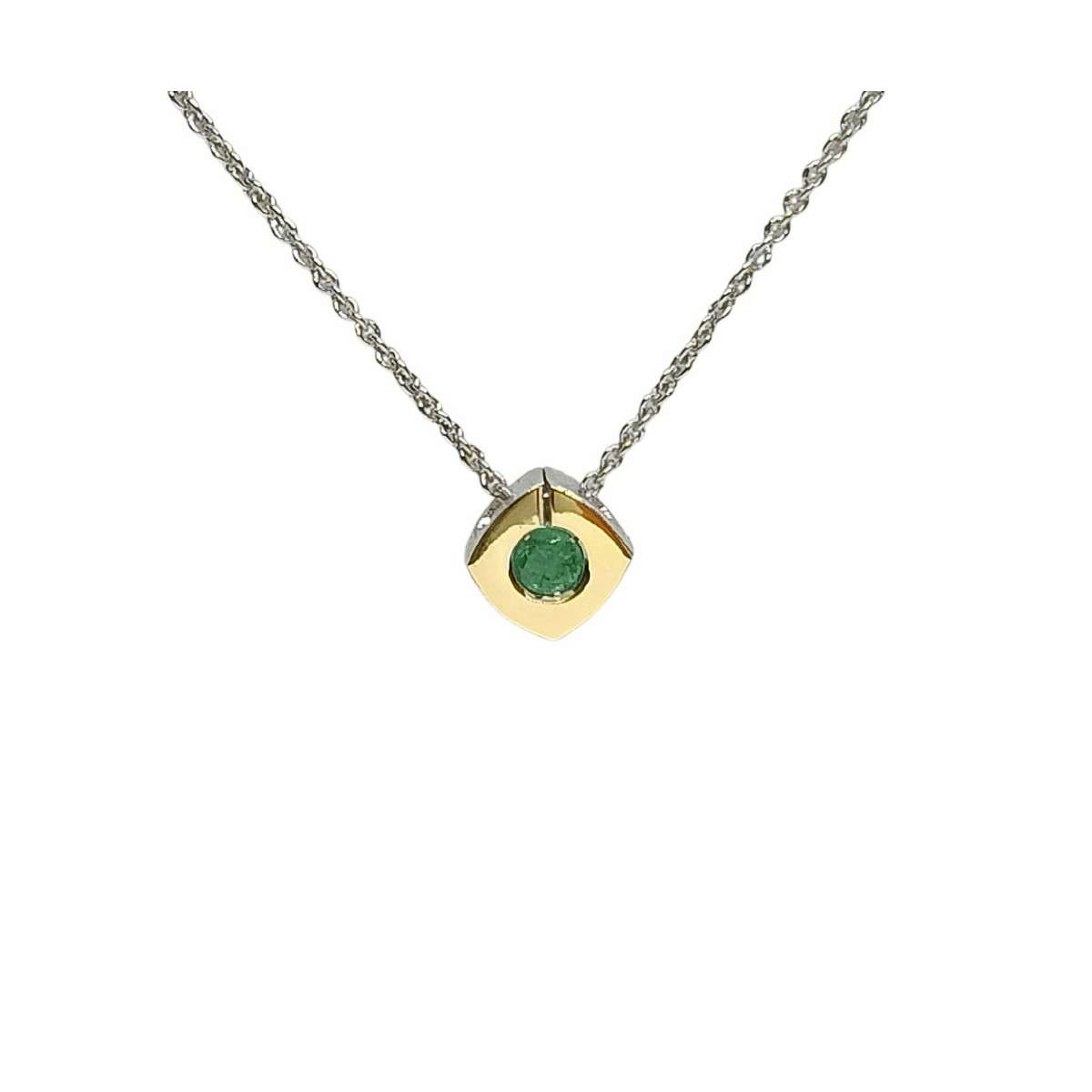 Colgante de plata y oro con esmeralda