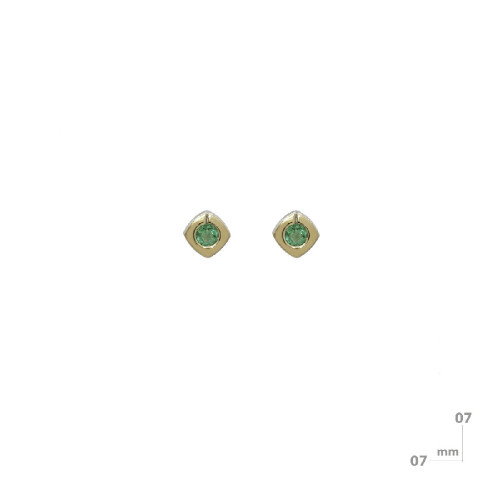 Pendientes de plata y oro con esmeralda