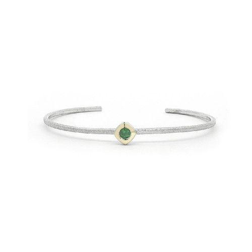 Pulsera de plata y oro con esmeralda