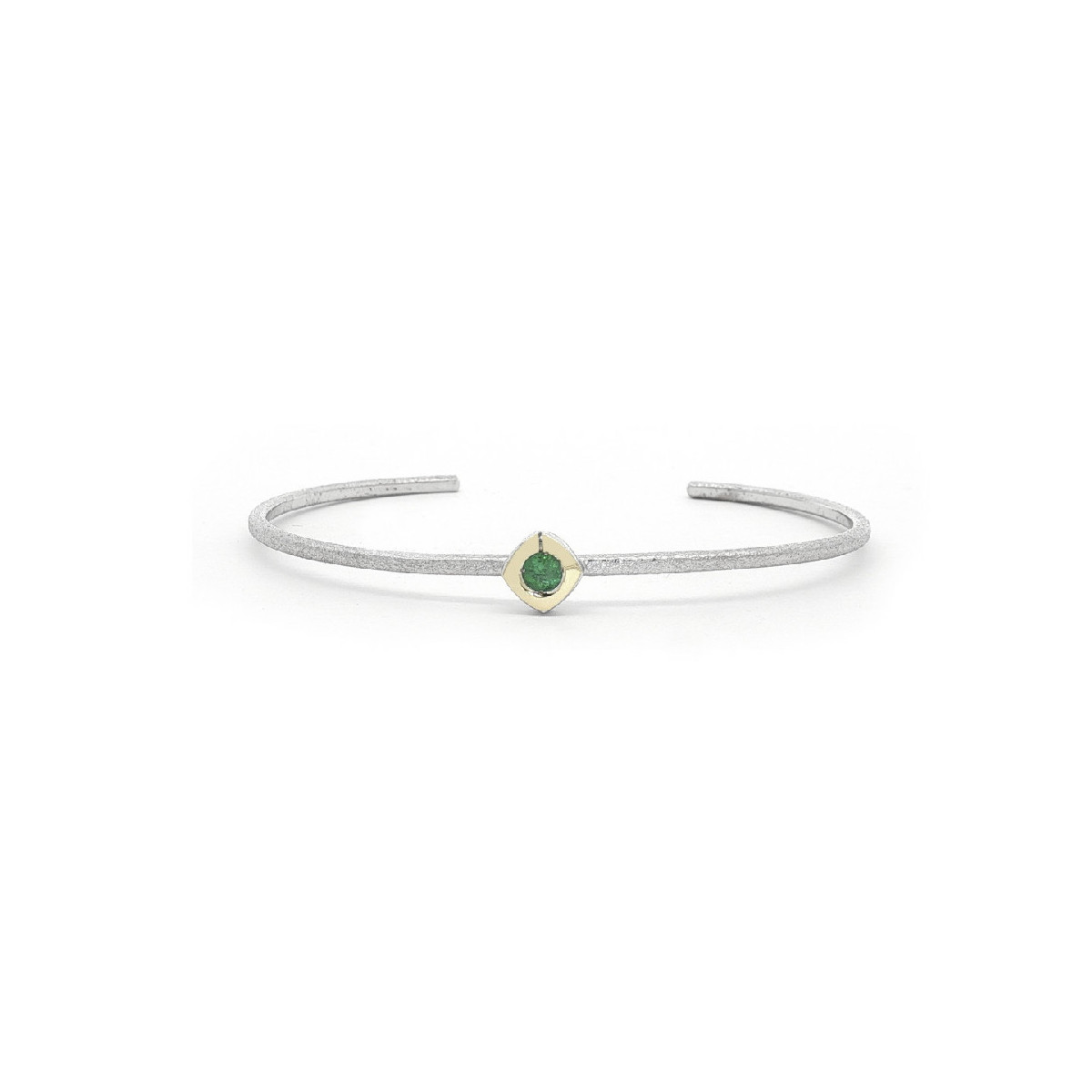 Pulsera de plata y oro con esmeralda