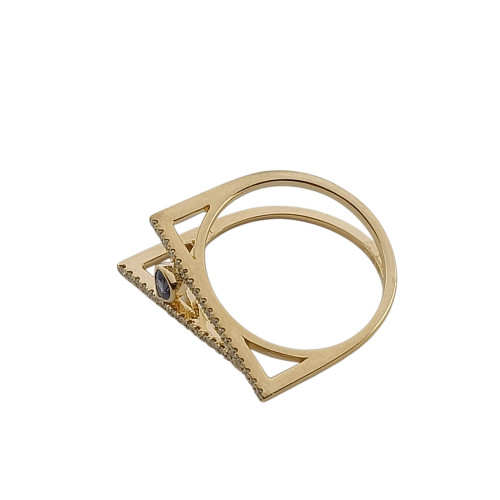 Anillo de oro amarillo con diamantes y zafiro