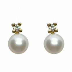 Pendientes tú y yo, oro amarillo con diamantes y perlas