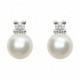 Pendientes tú y yo, oro blanco con diamantes y perlas