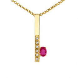 Colgante de oro amarillo con diamantes y rubí