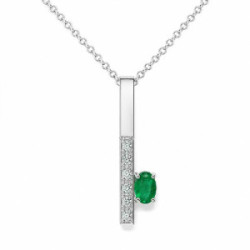 Colgante de oro blanco con diamantes y esmeralda