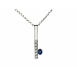 Colgante de oro blanco con diamantes y zafiro