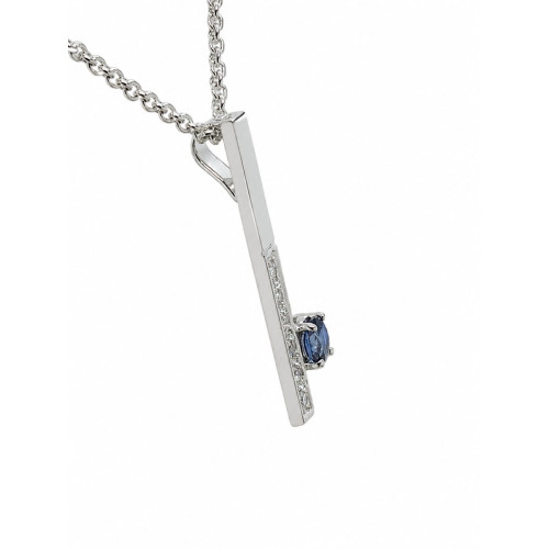 Colgante de oro blanco con diamantes y zafiro