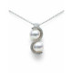 Colgante con cadena de  oro blanco con diamantes y perlas