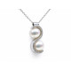 Colgante con cadena de  oro blanco con diamantes y perlas