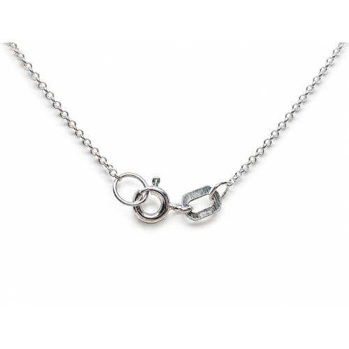 Colgante con cadena de  oro blanco con diamantes y perlas