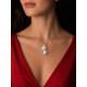 Colgante con cadena de  oro blanco con diamantes y perlas