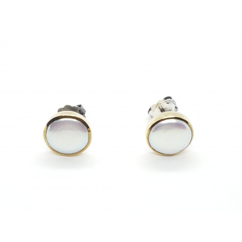 Pendientes de plata y oro con perla