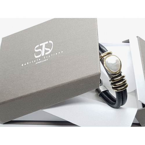 Pulsera de plata y oro con perla