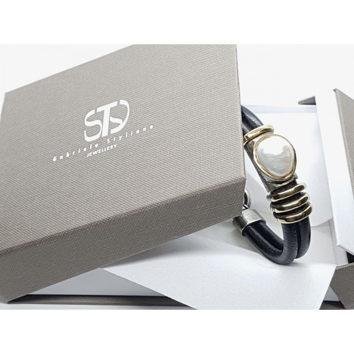 Pulsera de plata y oro con perla