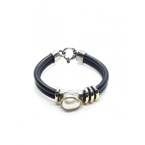 Pulsera de plata y oro con perla