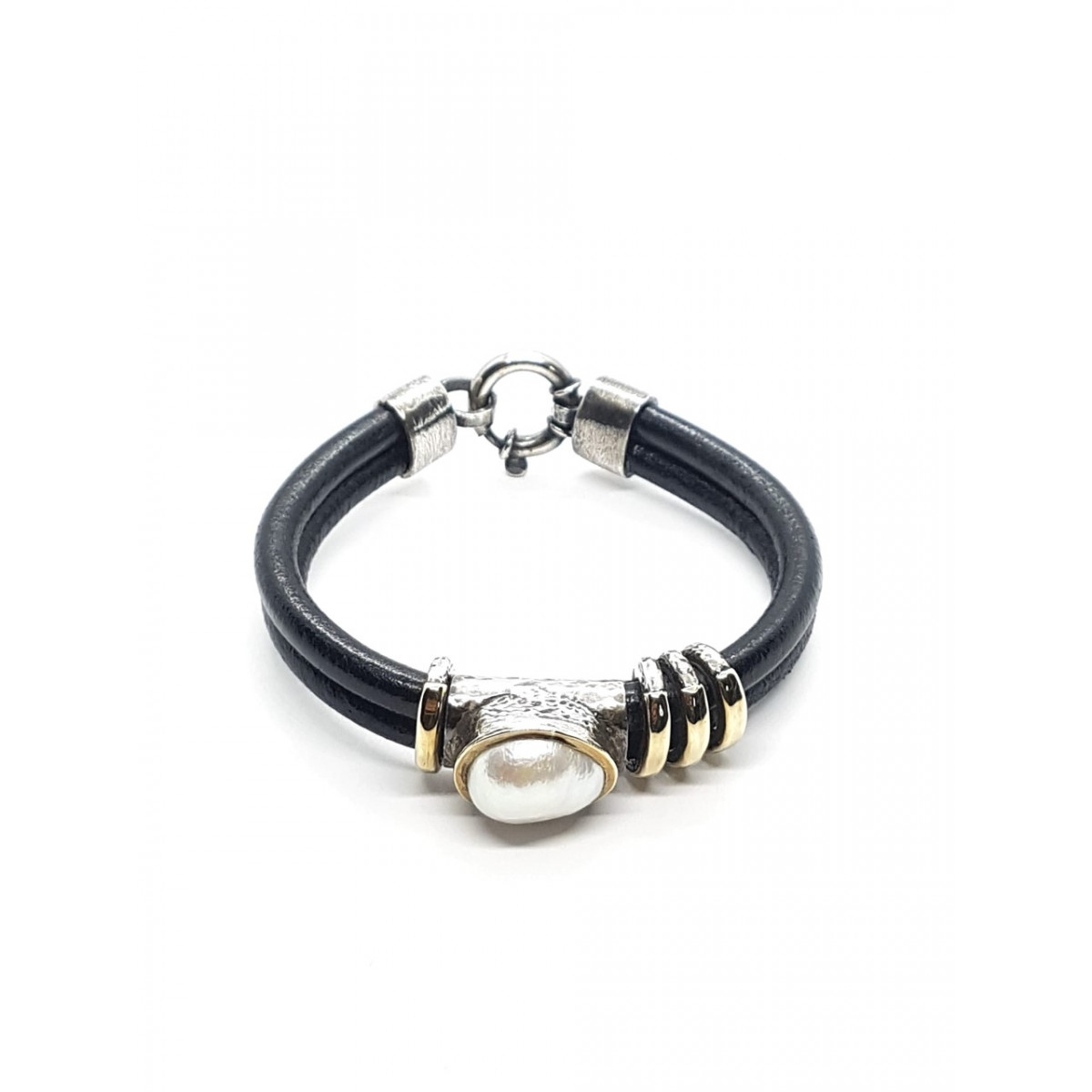 Pulsera de plata y oro con perla