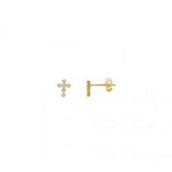 Pendientes de plata chapada con forma de cruces y circonitas