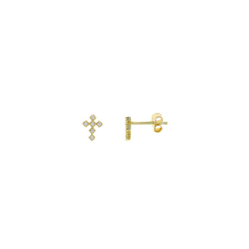 Pendientes de plata chapada con forma de cruces y circonitas