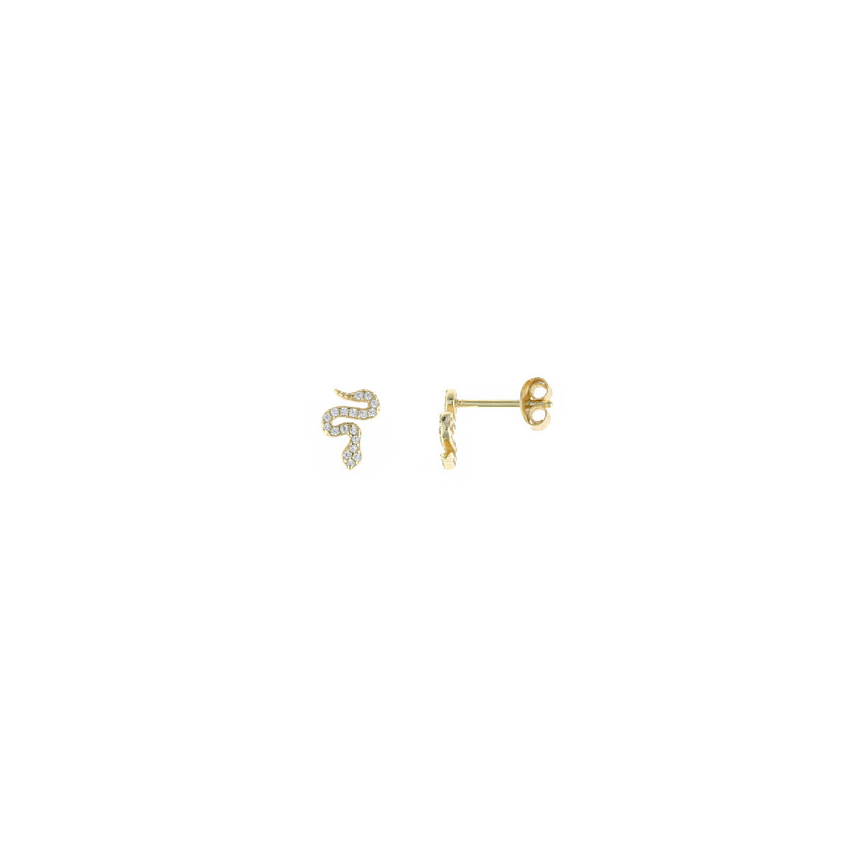 Pendientes de plata chapada con forma de serpientes y circonitas