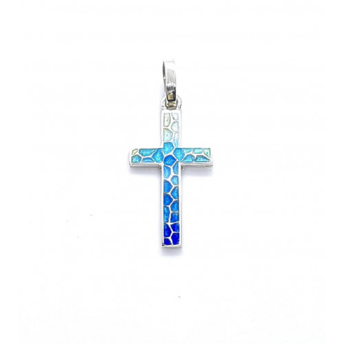 CRUZ DE PLATA con esmalte