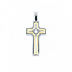 Cruz combinada con oro amarillo y oro blanco