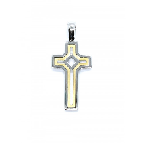 Cruz combinada con oro amarillo y oro blanco