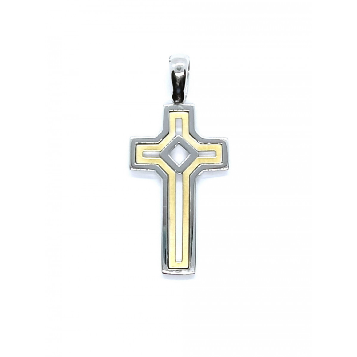 Cruz combinada con oro amarillo y oro blanco