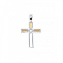Cruz combinada con oro amarillo y oro blanco