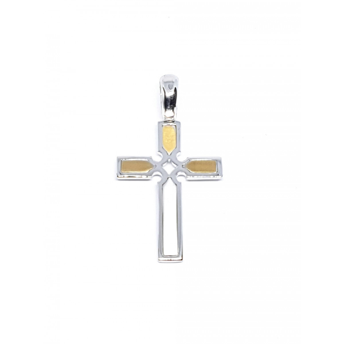 Cruz combinada con oro amarillo y oro blanco