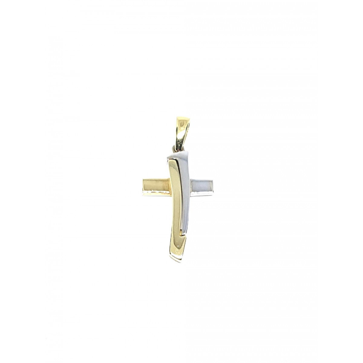 Cruz combinada con oro amarillo y oro blanco
