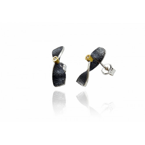 Pendientes de plata y oro con diamantes