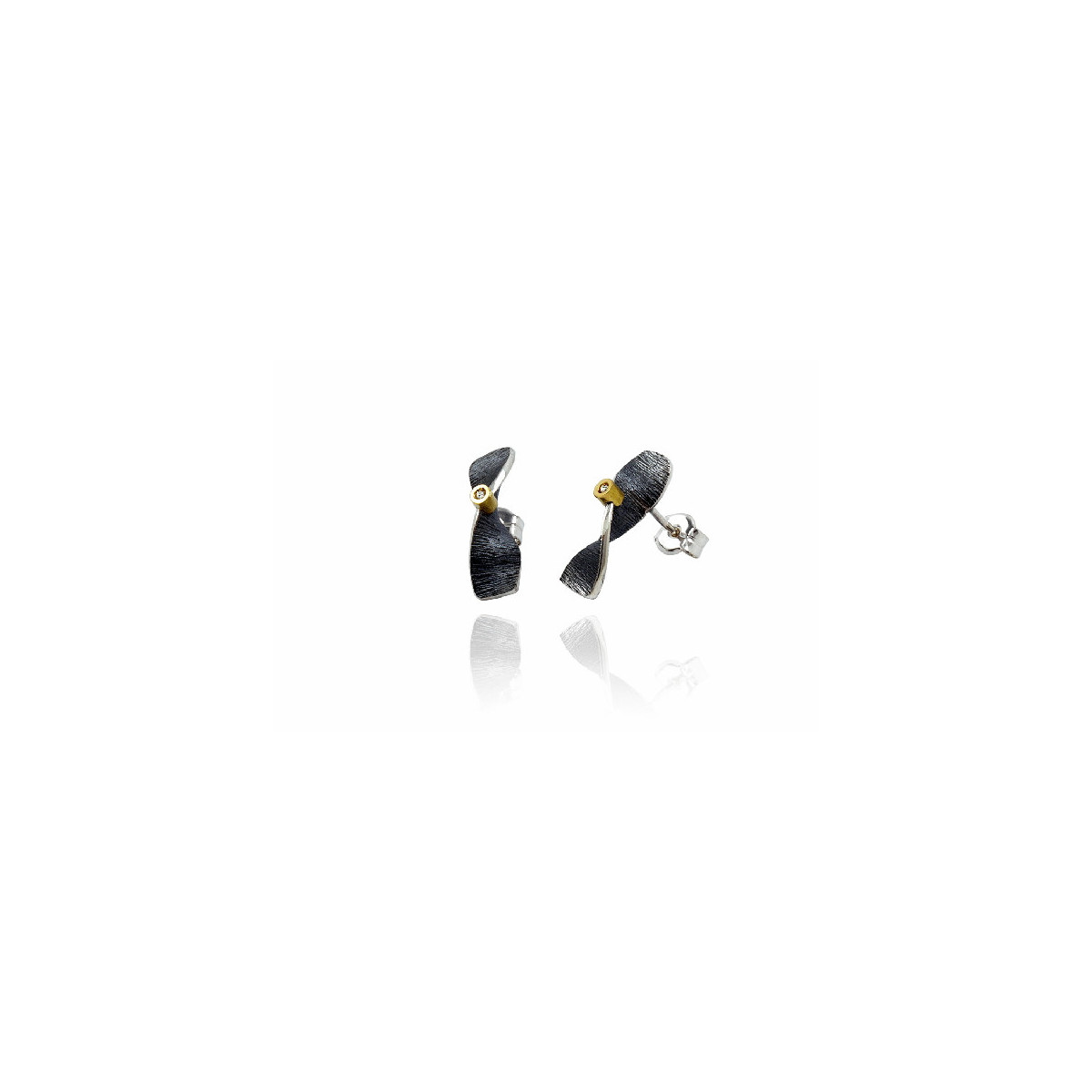 Pendientes de plata y oro con diamantes
