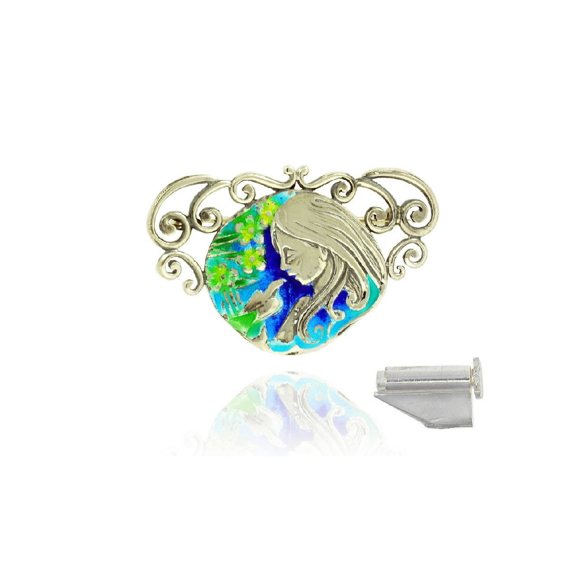 Broche de plata  con esmalte
