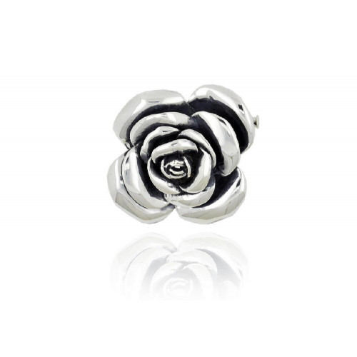 Colgante y broche de plata con forma de rosa