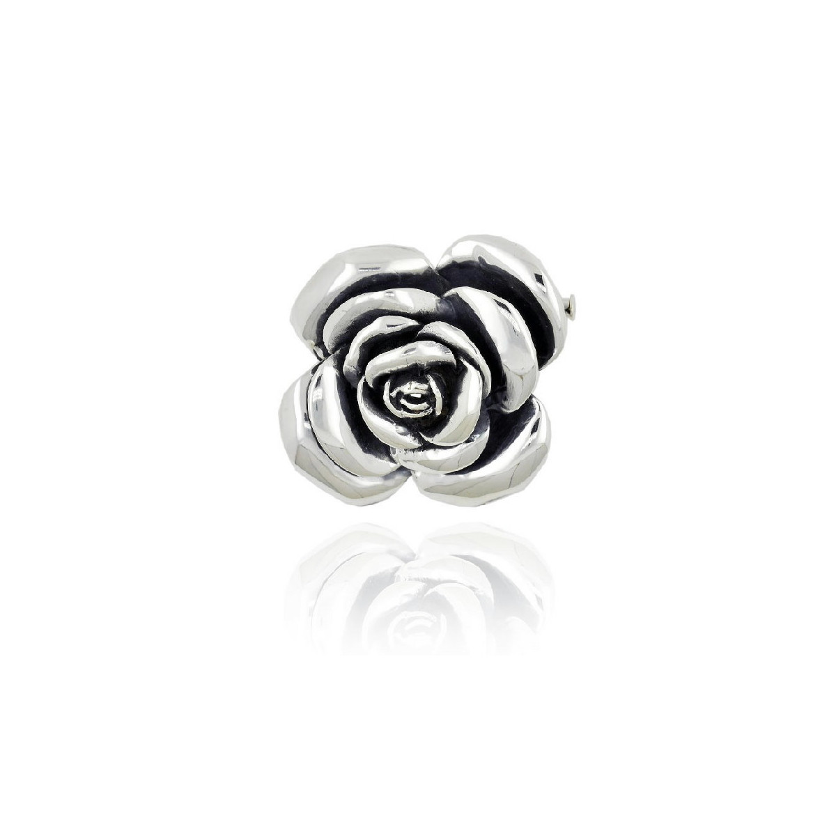 Colgante y broche de plata con forma de rosa