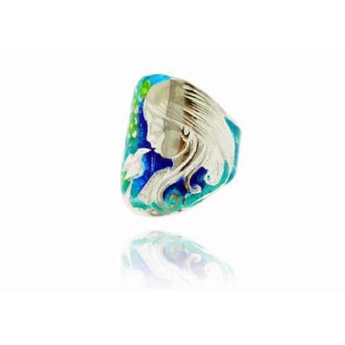 Anillo de plata  con esmalte
