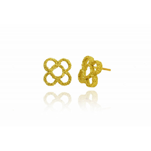 Pendientes de oro amarillo con forma de Flor de Barcelona