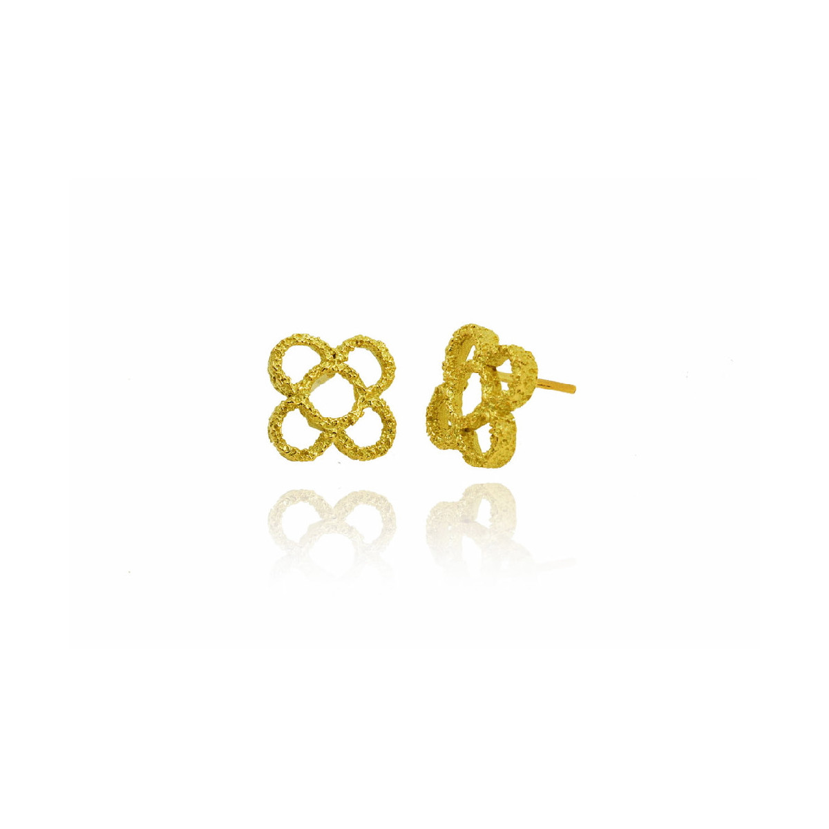 Pendientes de oro amarillo con forma de Flor de Barcelona