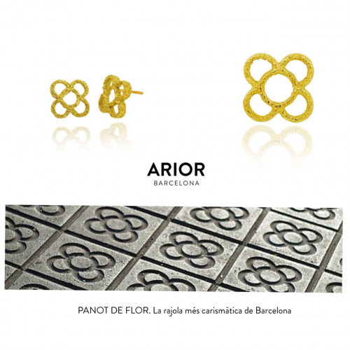 Pendientes de oro amarillo con forma de Flor de Barcelona