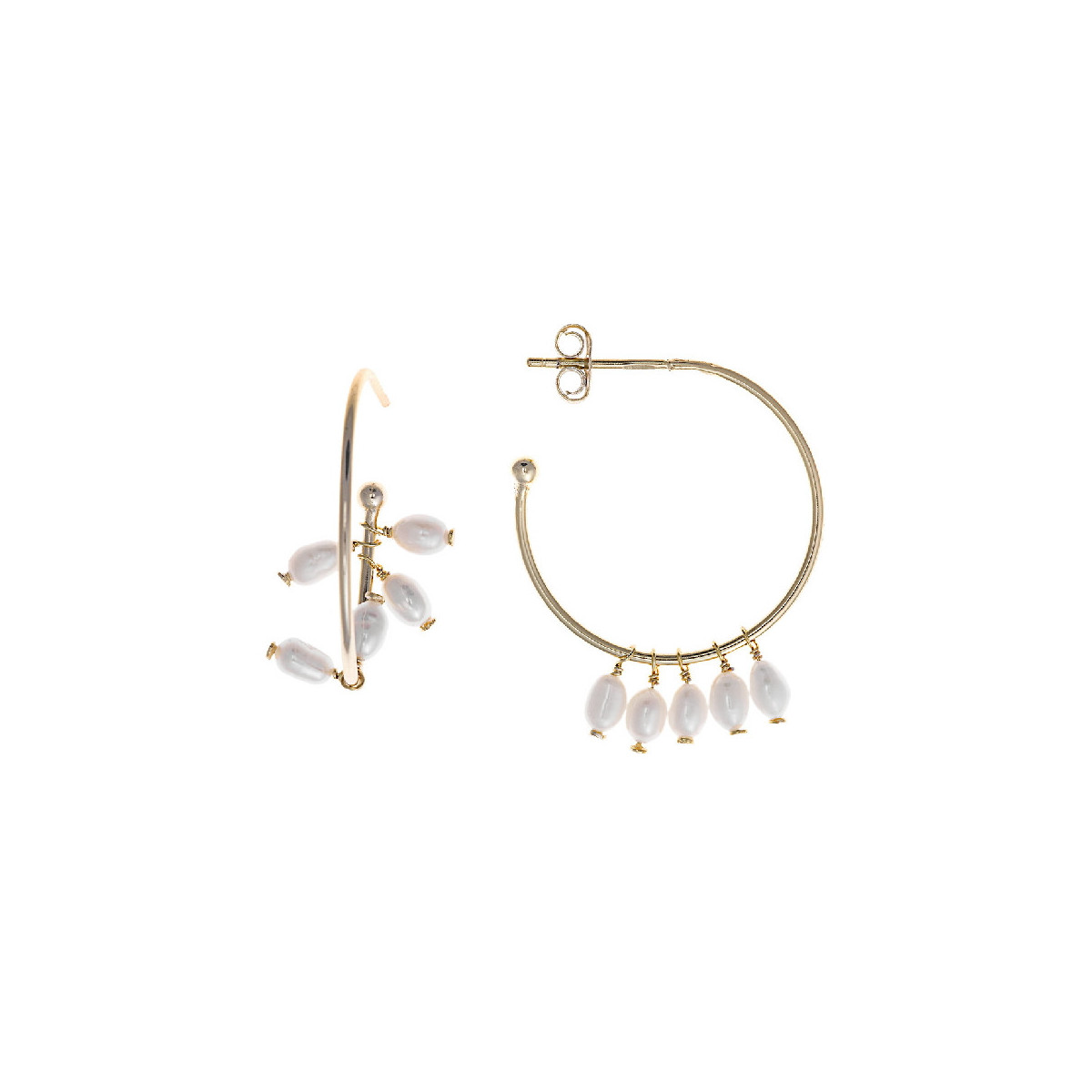 Pendientes de plata chapada, estilo aros con perlas