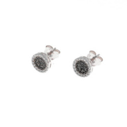 Pendientes de plata con circonitas blancas y negras