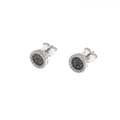 Pendientes de plata con circonitas blancas y negras