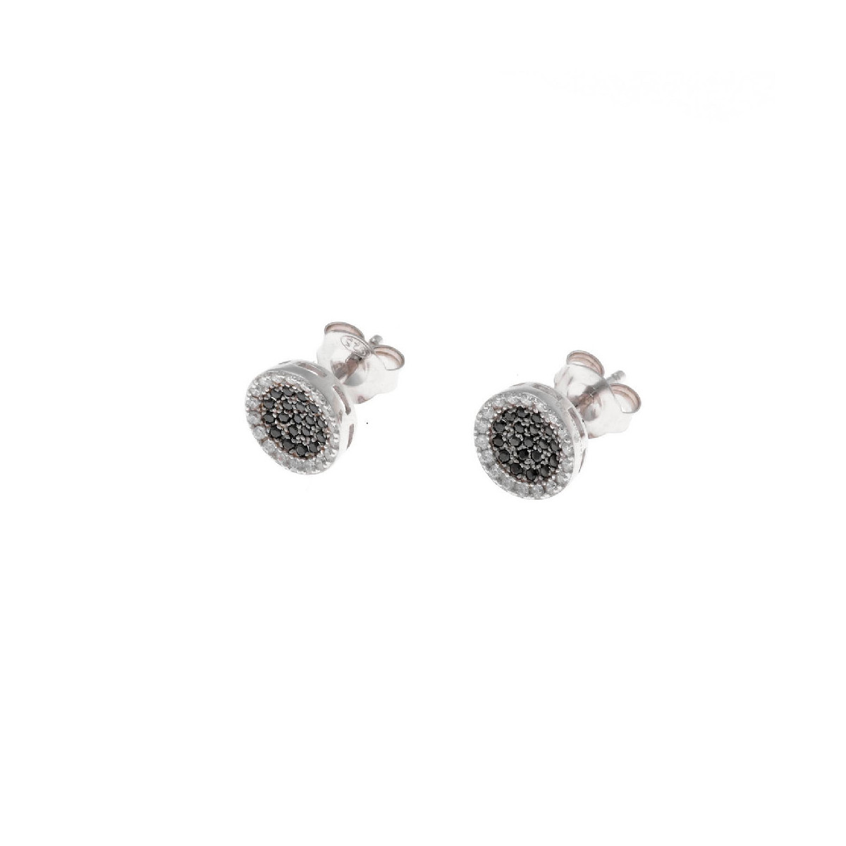 Pendientes de plata con circonitas blancas y negras