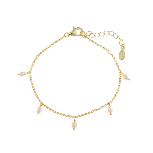Pulsera de plata chapada con perlas naturales