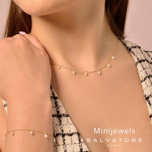 Pulsera de plata chapada con perlas naturales