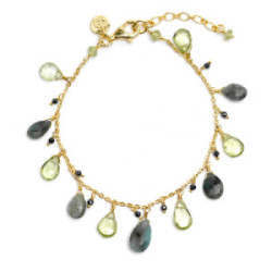 Pulsera de plata chapada con cuarzos naturales
