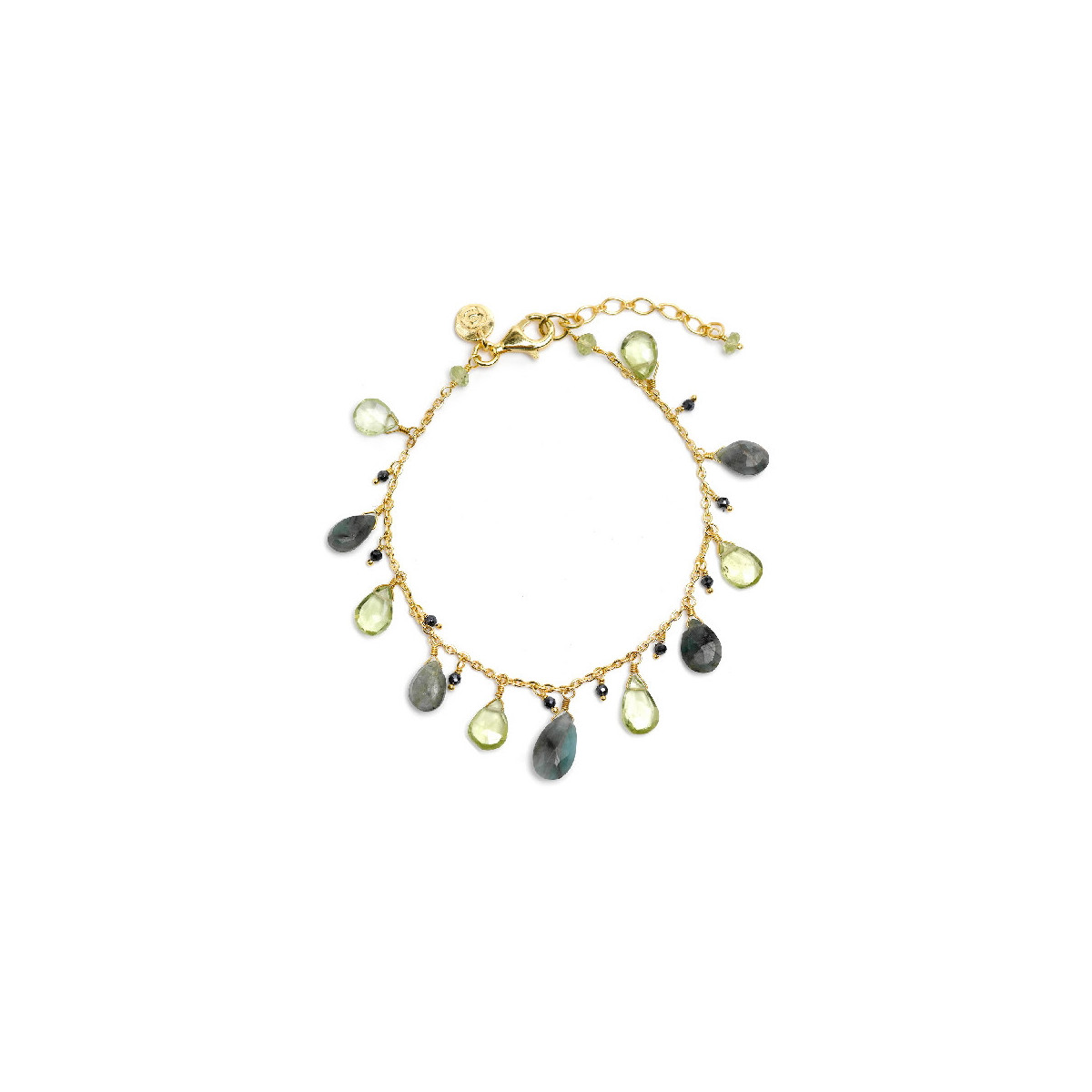 Pulsera de plata chapada con cuarzos naturales