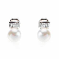 Pendientes de plata con circonitas y perlas naturales